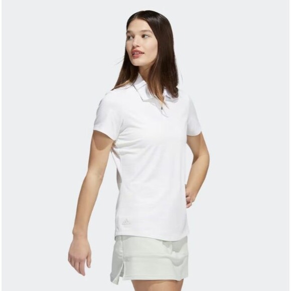 Adidas Golf Polo Shirt Women's Large White Yellow Short Sleeve Novelty HS6663 - Picture 2 of 16